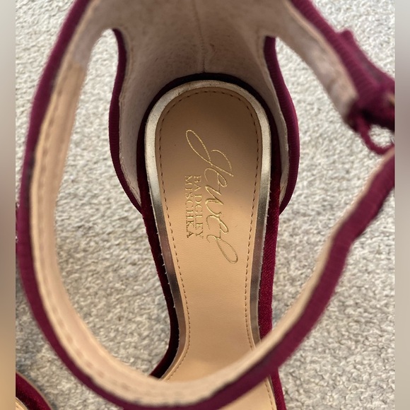 Jewel Badgley Mischka | Wine Velvet Alfreda Sandal Size 6.5 - Picture 5 of 7